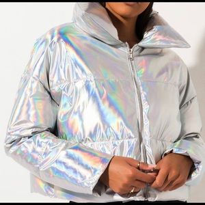 Azalea Wang Holographic Puffer Coat - Sz XL